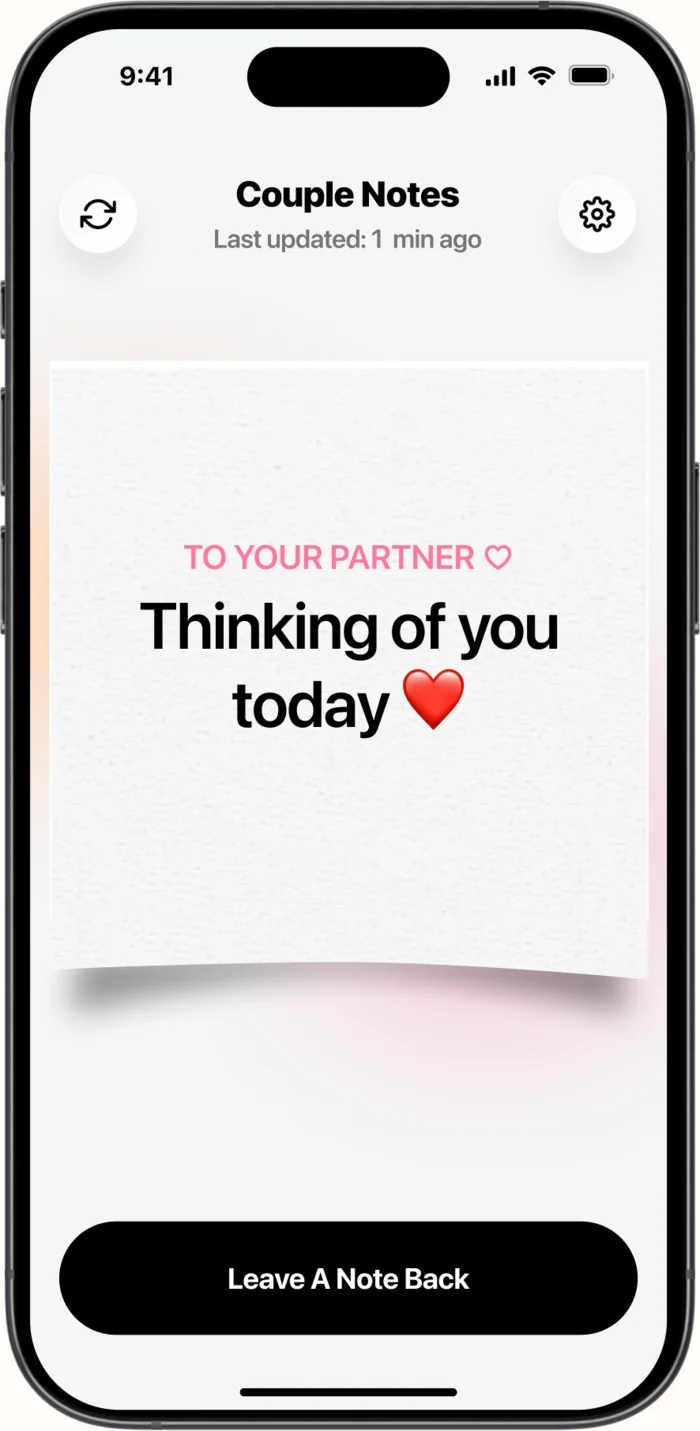 Couple Notes on your iPhone, showing the note you sent to your partner